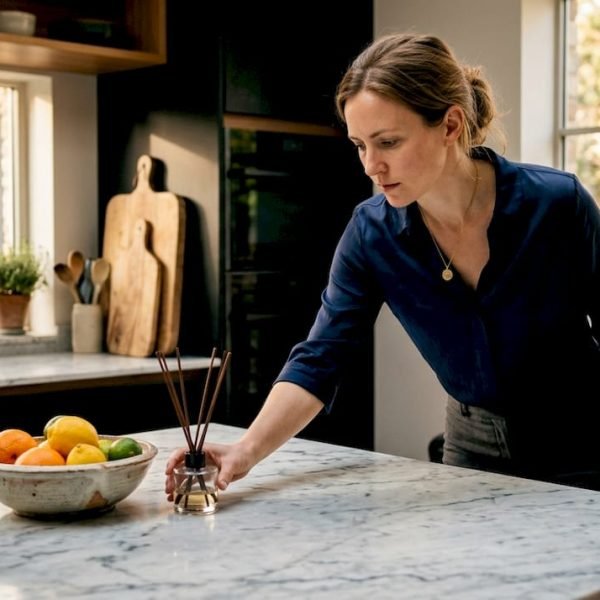 Interior designer arranging diffuser in stylish living room
